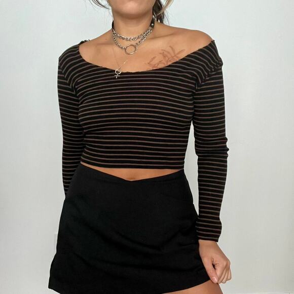 Grunge striped top ribbed black - Picture 1 of 3